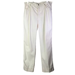 ESCADA Pants Women‎ Sz 40 Cream White Straight Leg Jean High-Rise Stretch Hemmed
